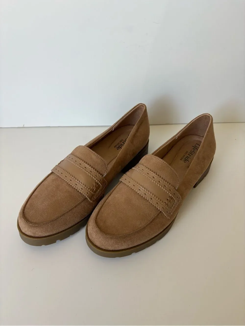 Life Stride Women's Tan Suede Penny Loafer